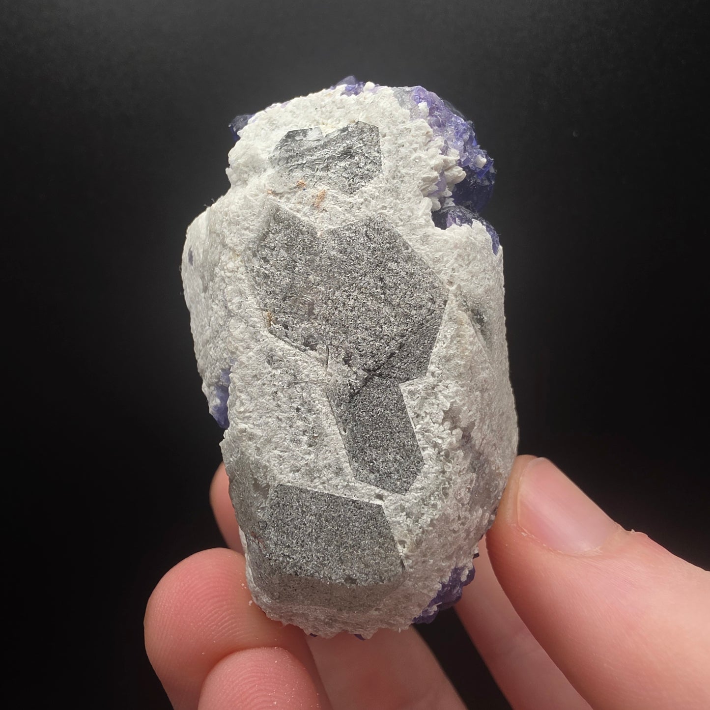 Blue Fluorite on Quartz - Inner Mongolia