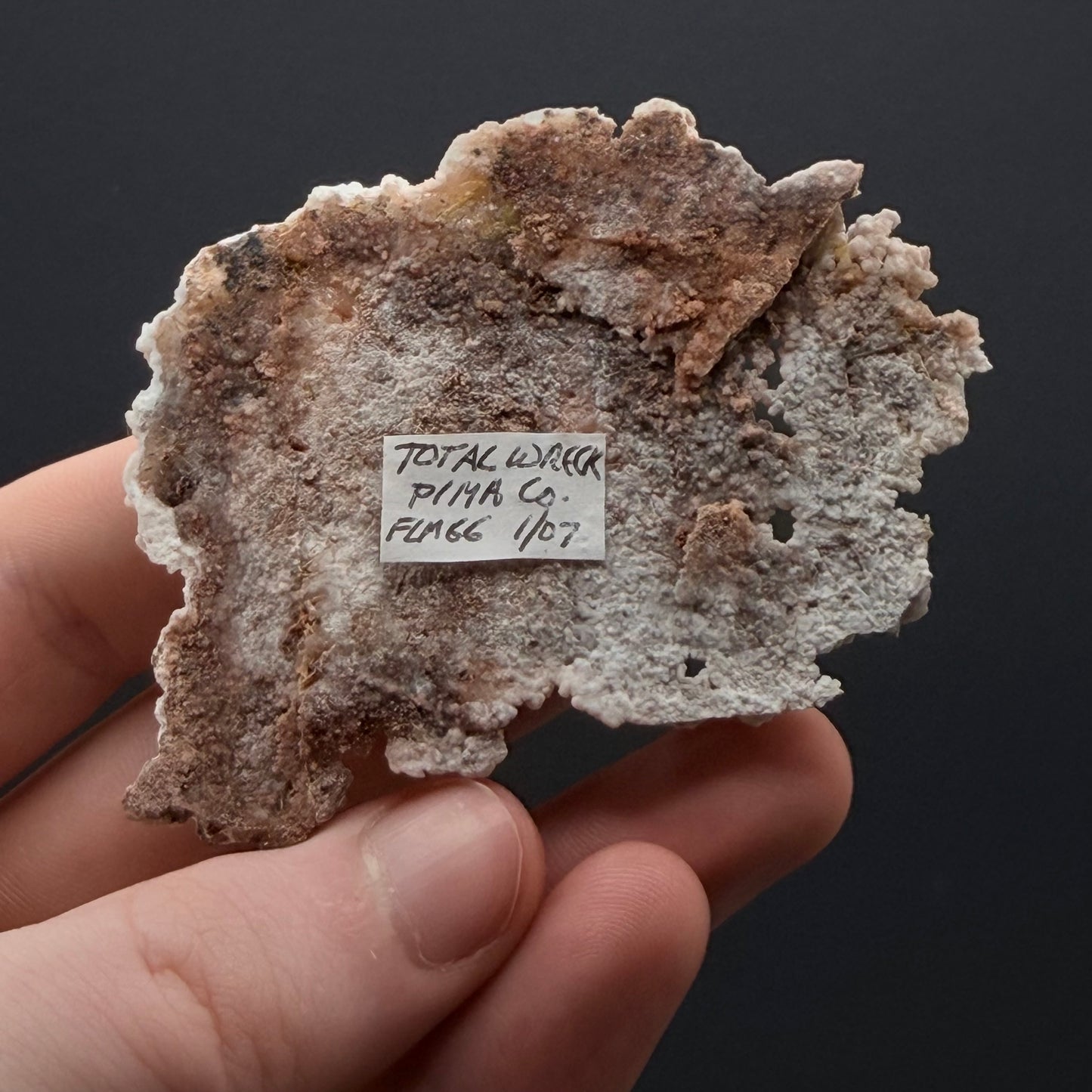 Calcite on Wulfenite - Total Wreck Mine, AZ