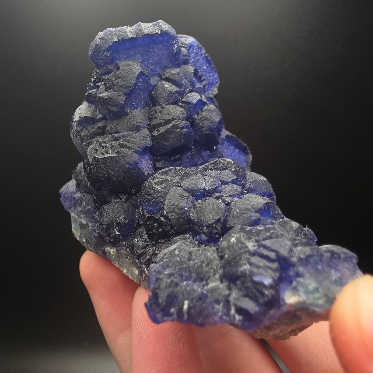 Blue Fluorite on Quartz - Inner Mongolia