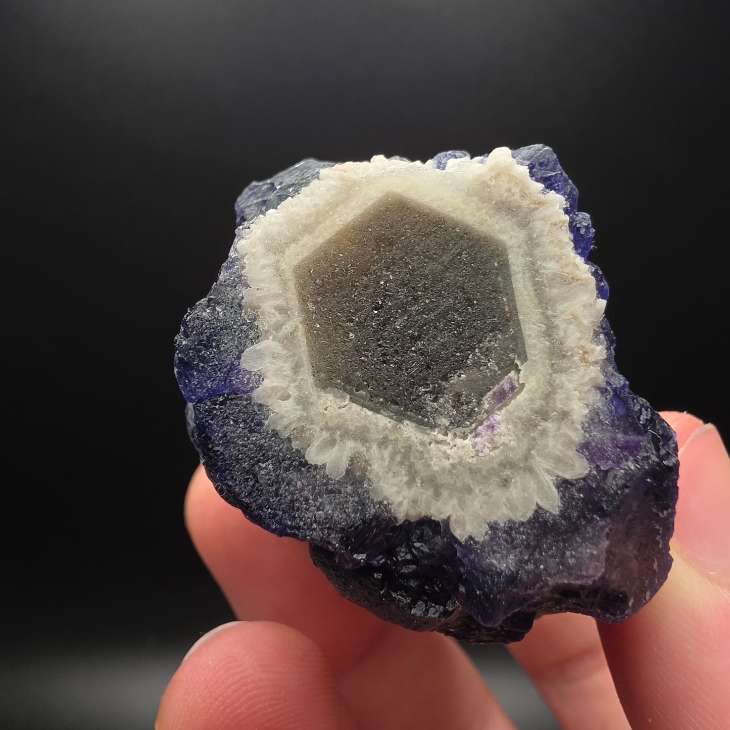 Blue Fluorite on Quartz - Inner Mongolia