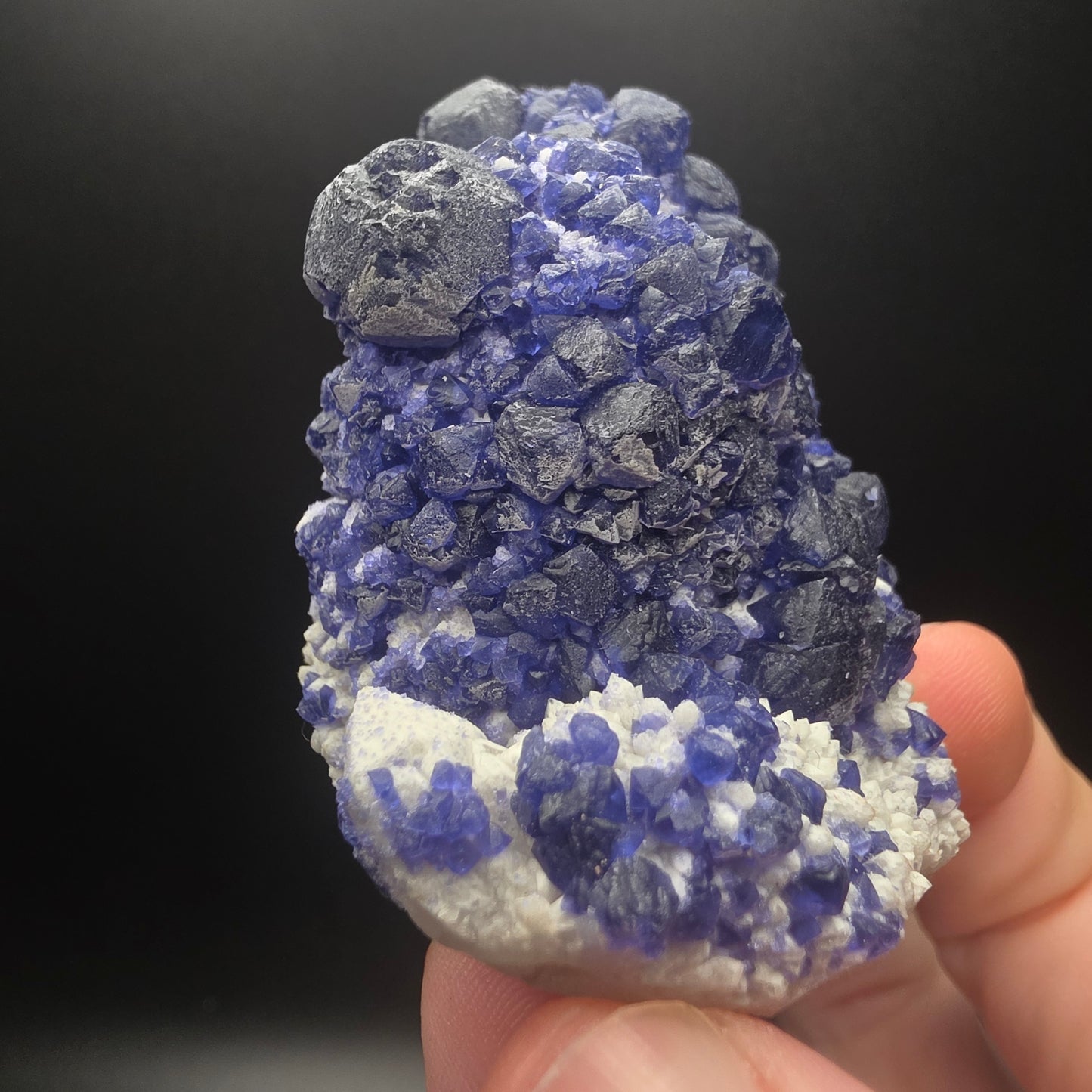 Blue Fluorite on Quartz - Inner Mongolia