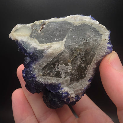 Blue Fluorite on Quartz - Inner Mongolia
