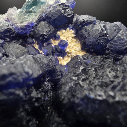 Blue Fluorite on Quartz - Inner Mongolia