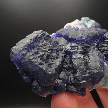 Blue Fluorite on Quartz - Inner Mongolia