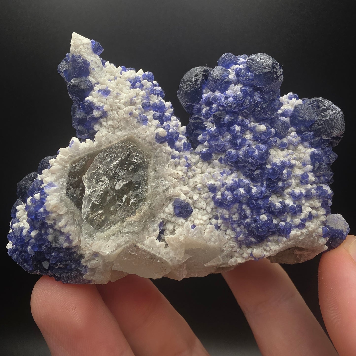 Blue Fluorite on Quartz - Inner Mongolia