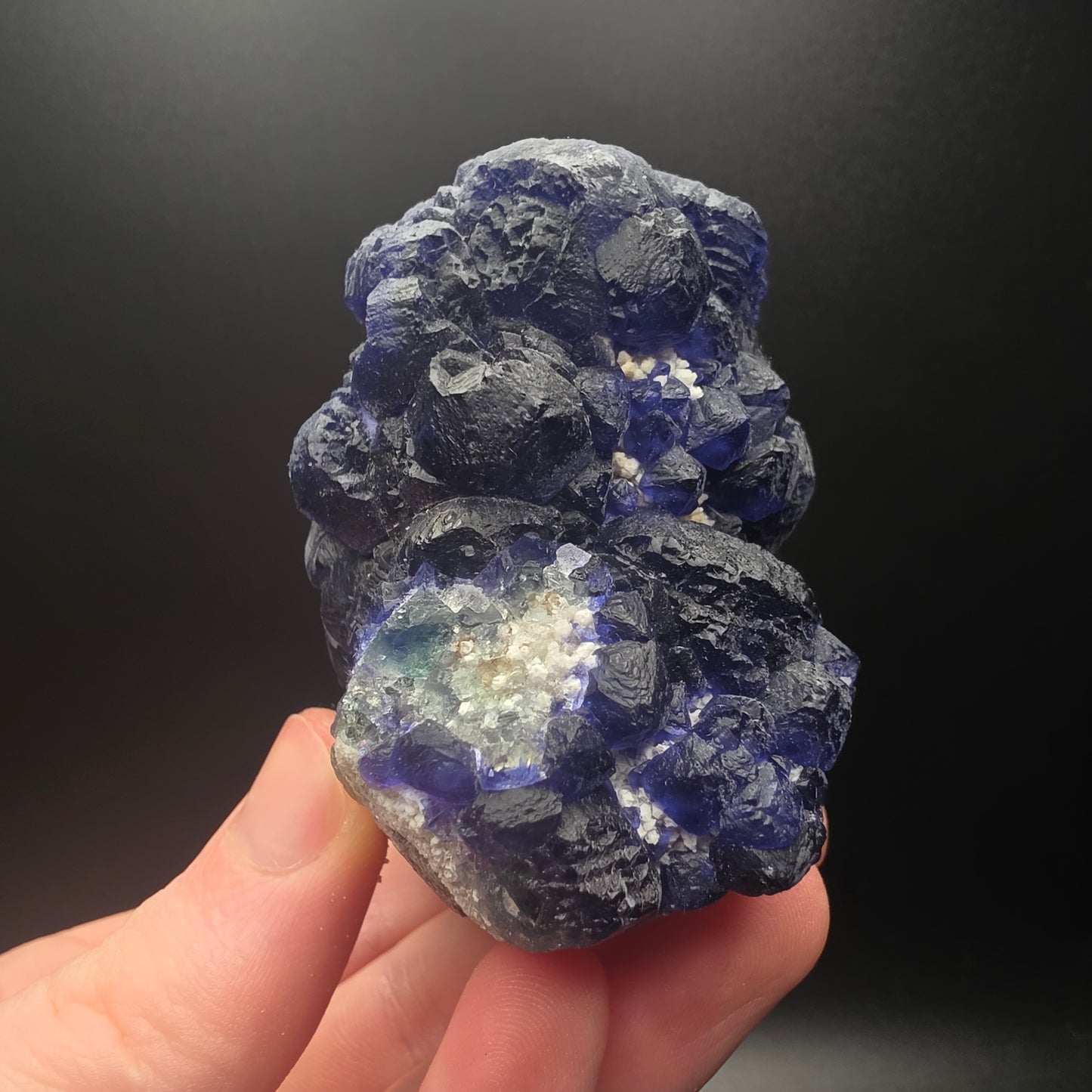 Blue Fluorite on Quartz - Inner Mongolia