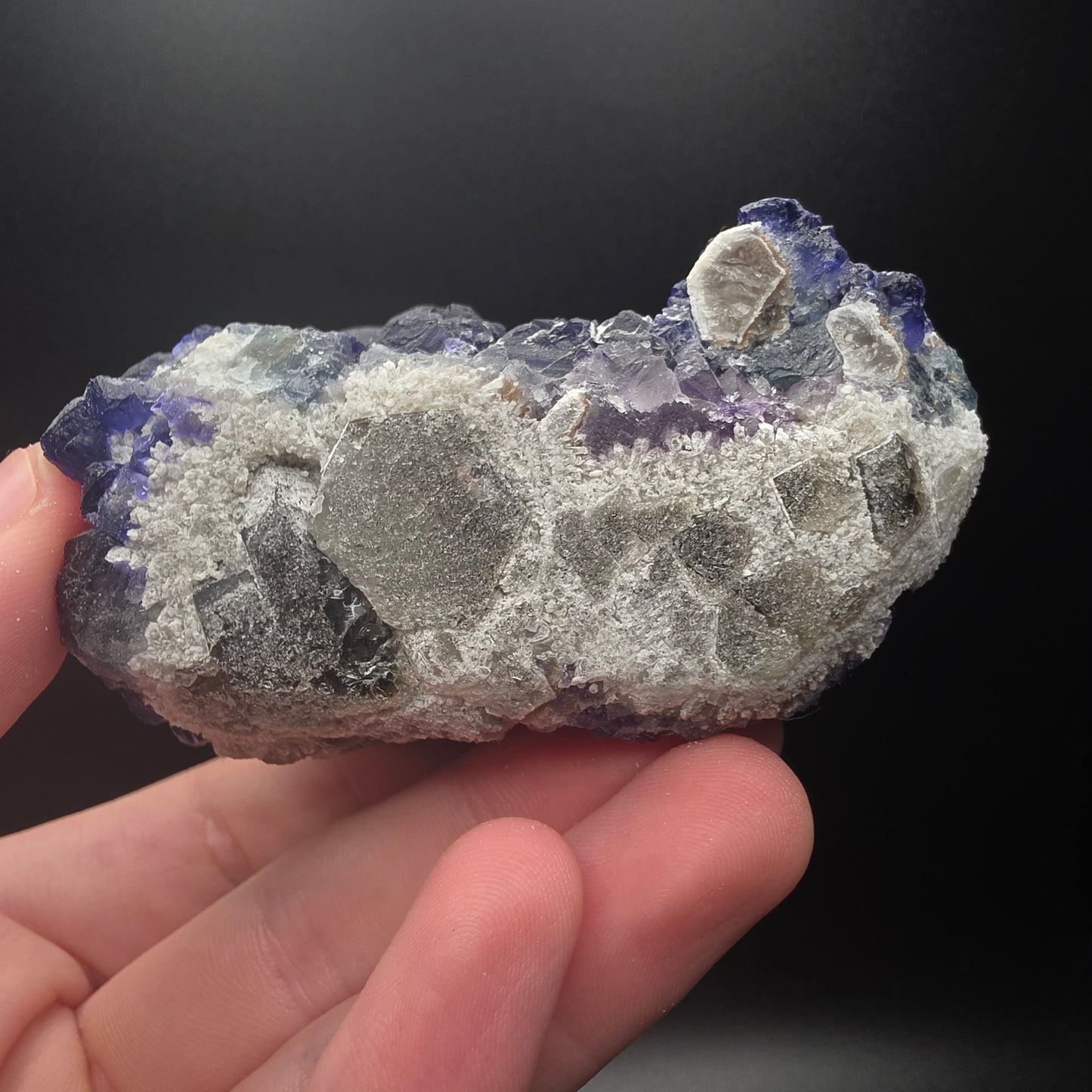 Blue Fluorite on Quartz - Inner Mongolia