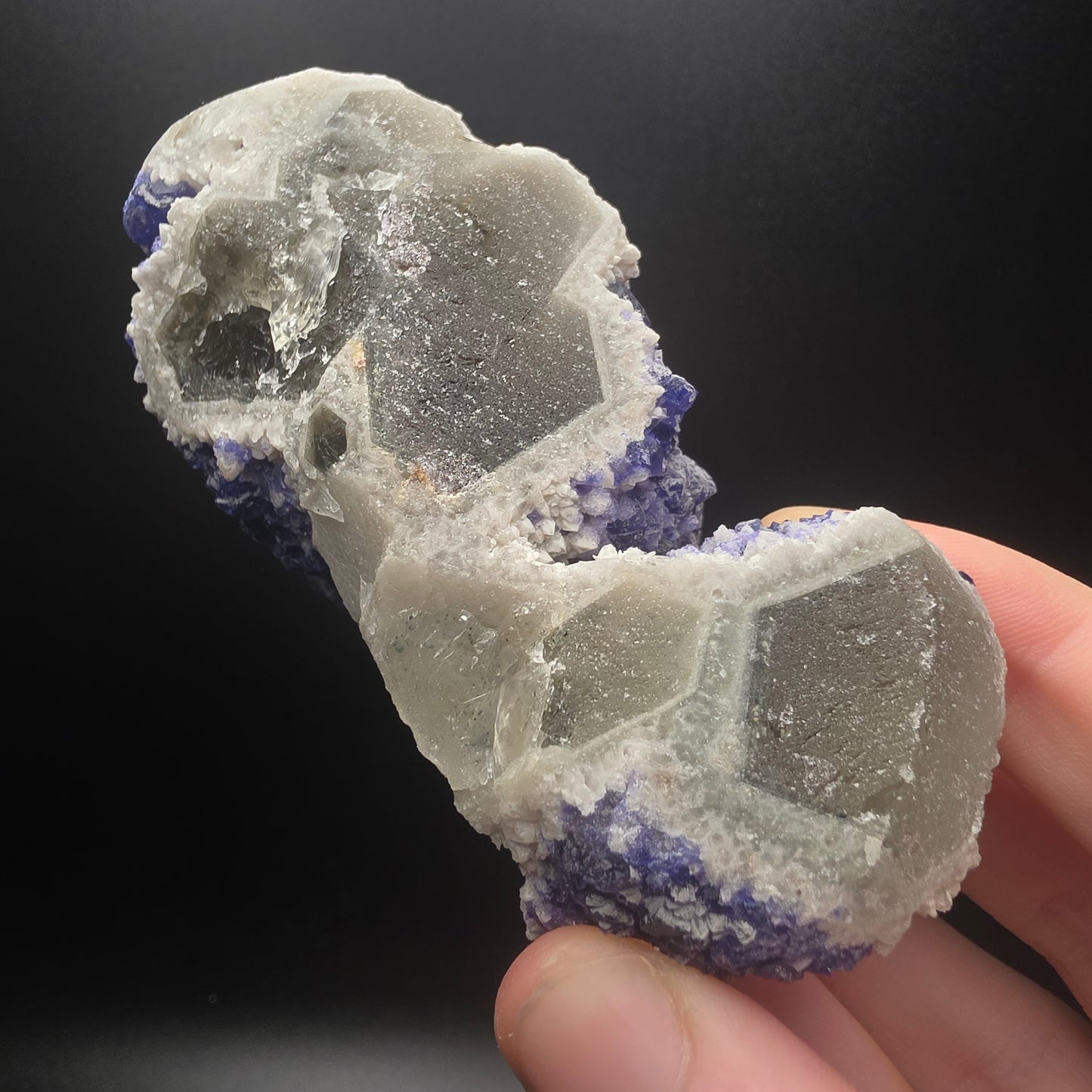 Blue Fluorite on Quartz - Inner Mongolia
