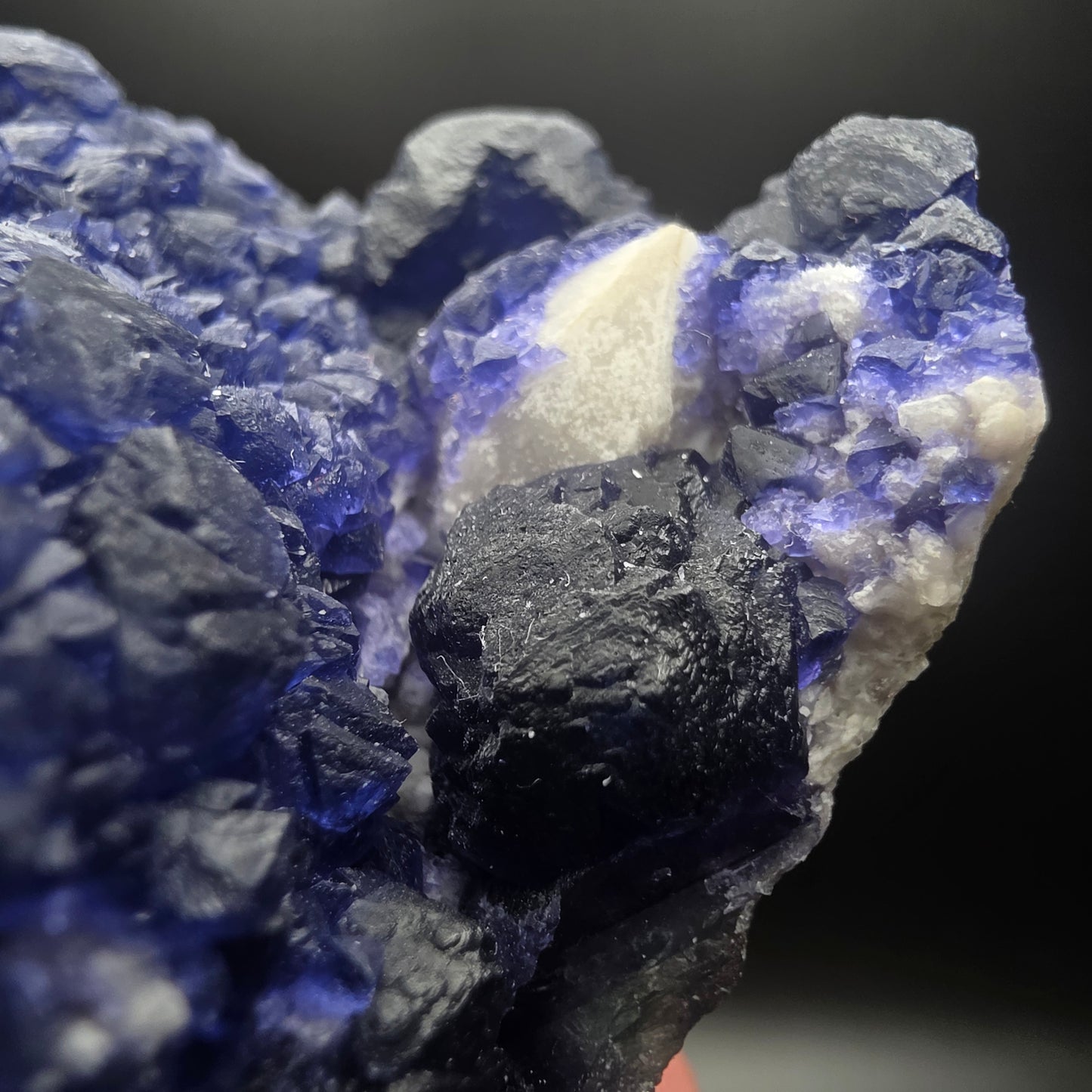 Blue Fluorite on Quartz - Inner Mongolia