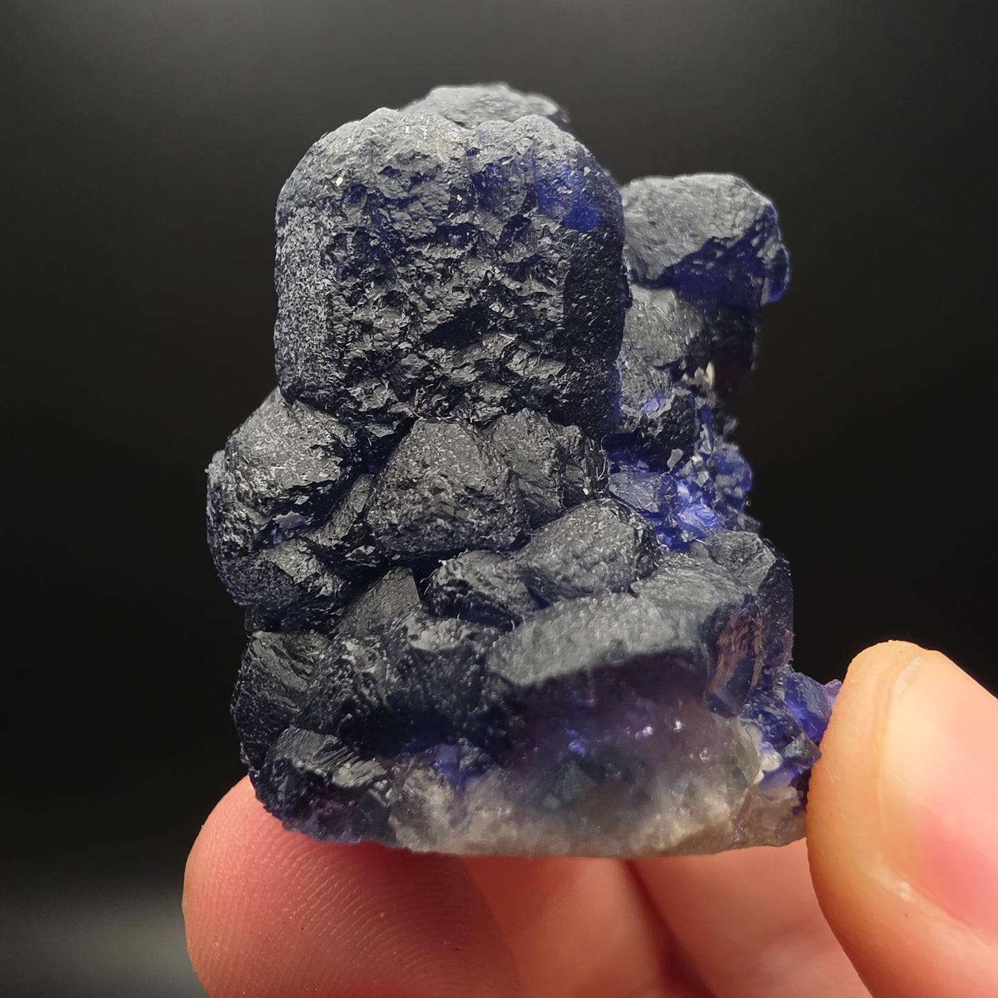 Blue Fluorite on Quartz - Inner Mongolia