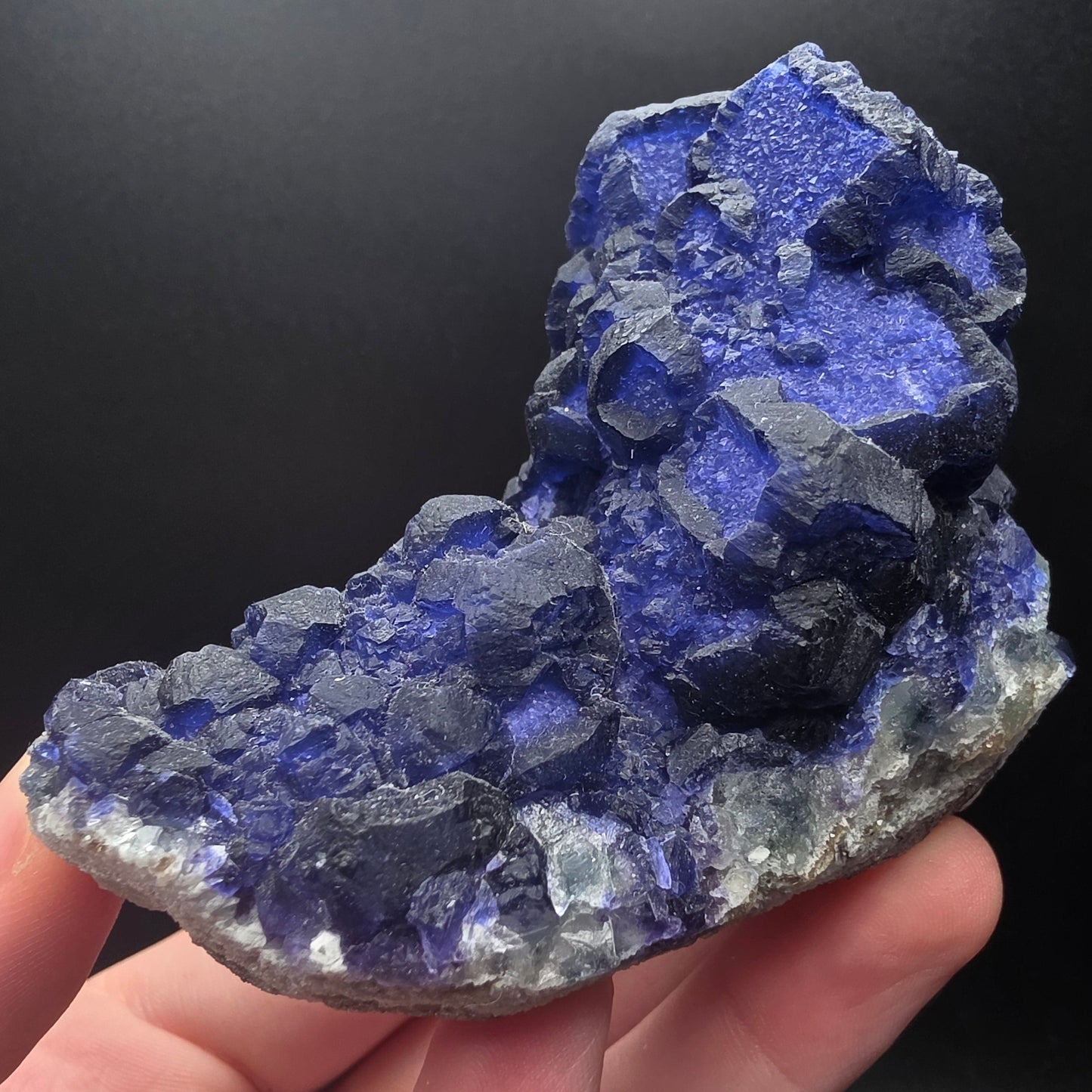 Blue Fluorite on Quartz - Inner Mongolia
