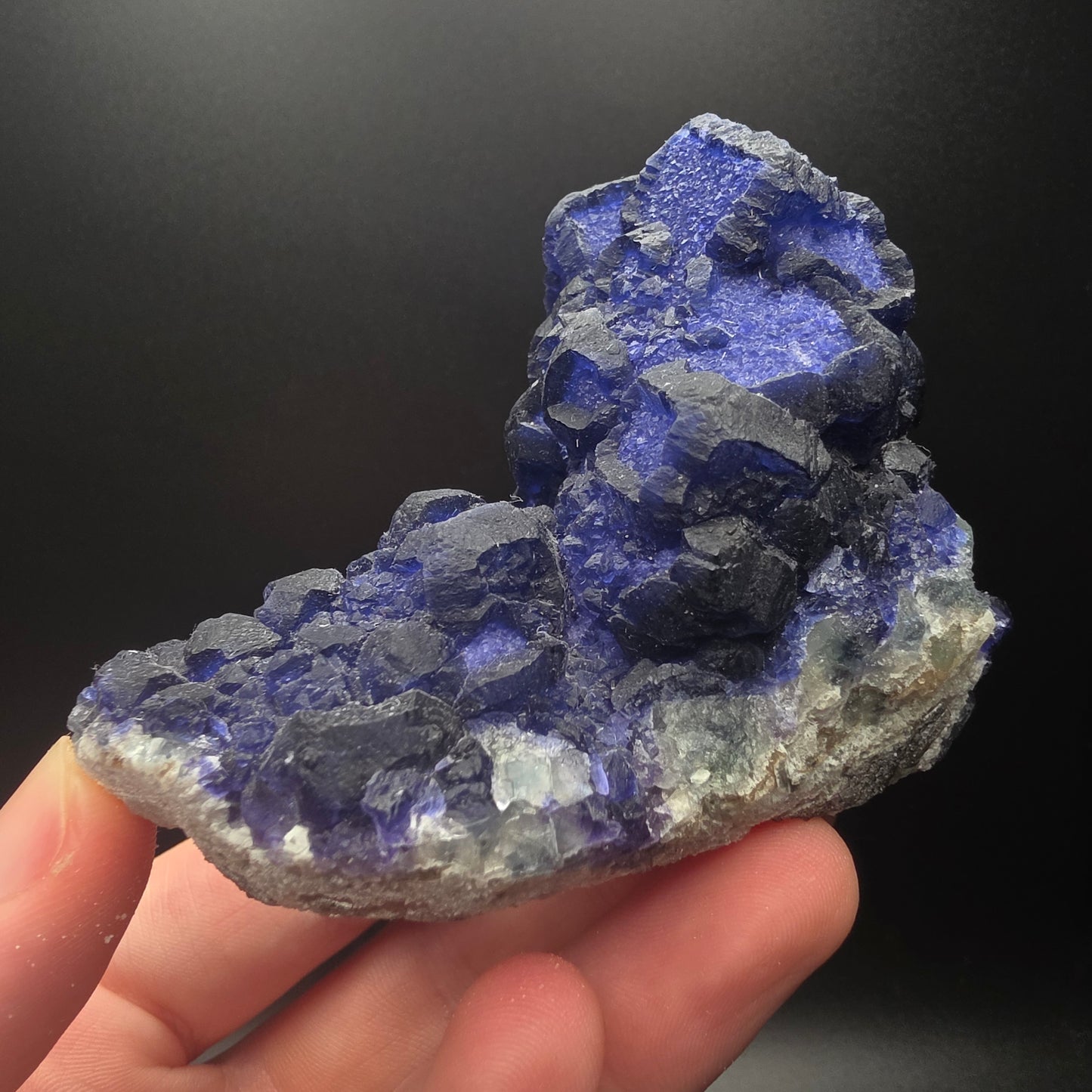 Blue Fluorite on Quartz - Inner Mongolia