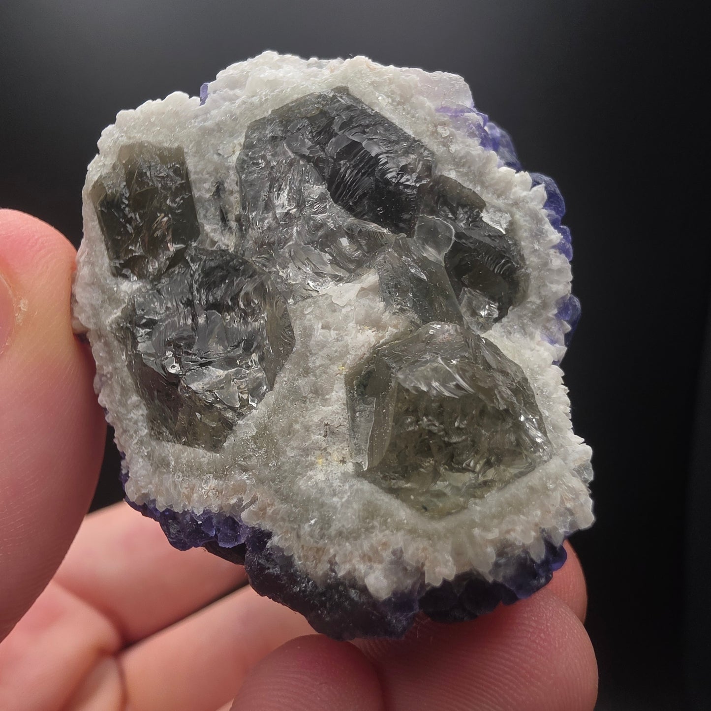 Blue Fluorite on Quartz - Inner Mongolia